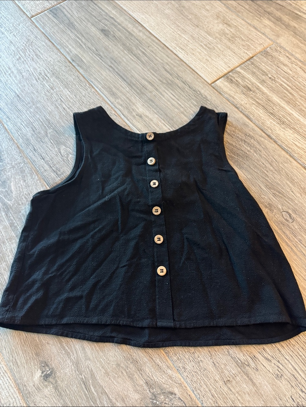 Women’s Black Button-Back Tank Top